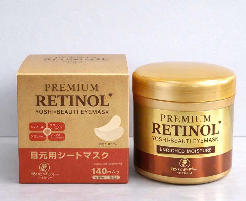 ヨシ・ビューティー プレミアム RETINOL アイマスク、エンリッチドモイスチャー、140シート入り、70日分、日本製